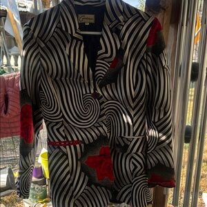 Women's Black and Red Striped Jacket